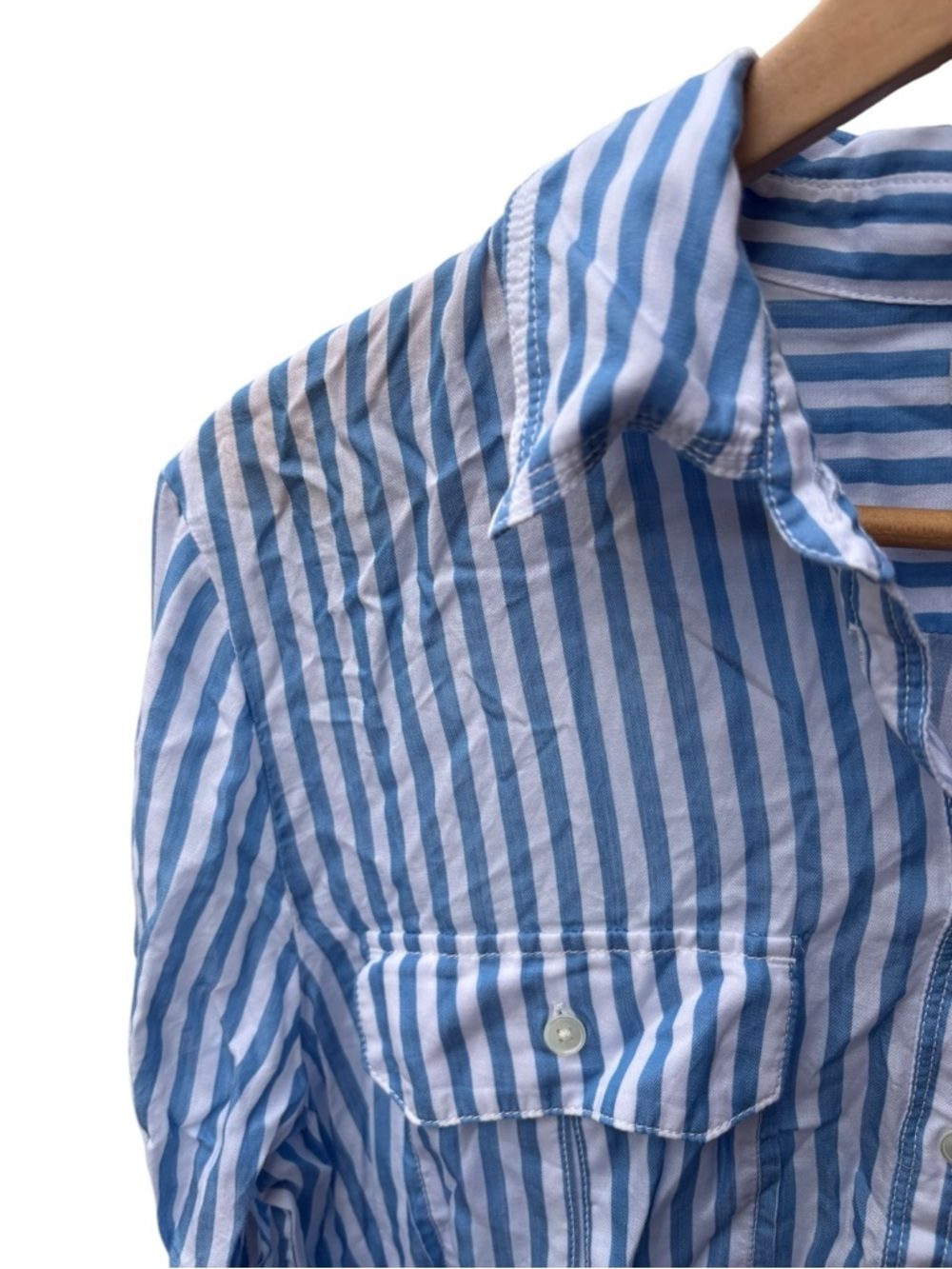 Madewell Stripe Utility Pocket Button-Up Shirt I Size: 14 - Picture 6 of 9